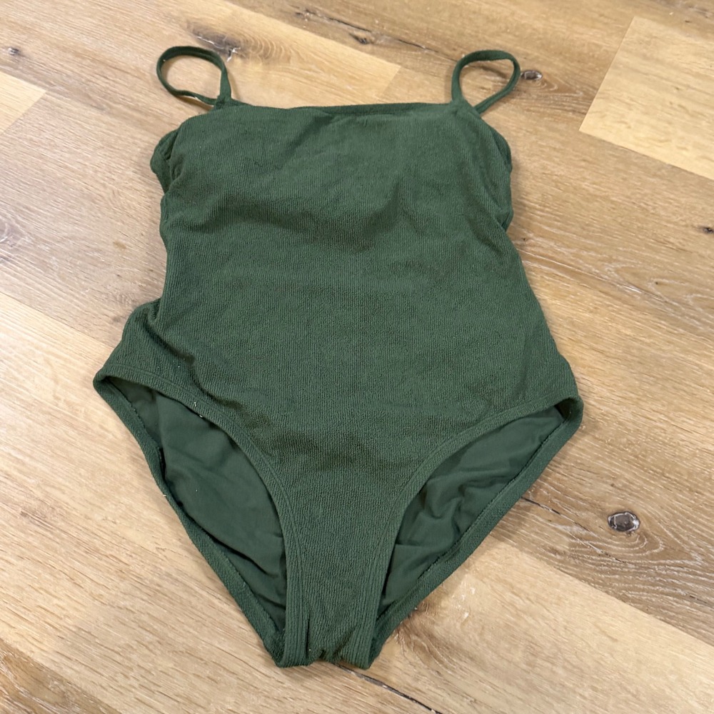 Palisades Beach Club Womens Forest Green Textured One Piece Swimsuit Large PB07
